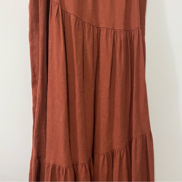 Abercrombie & Fitch Rust Adobe Linen Blend Tiered Maxi Dress Size XS - Picture 7 of 14
